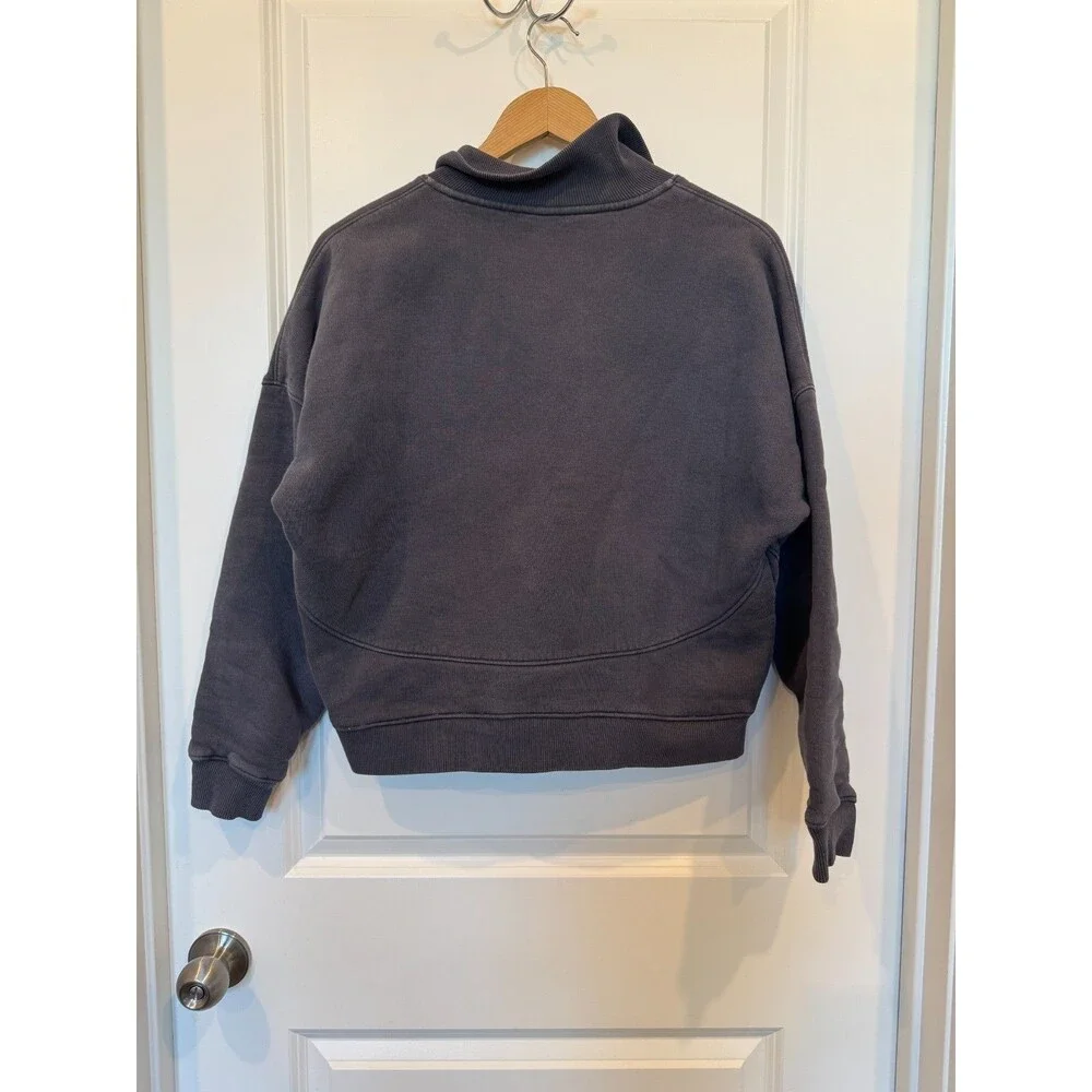 Outdoor Voices Women's Nimbus Sweatshirt Cropped Dark Gray 1/4 Zip Heavyweight M - Picture 4 of 6